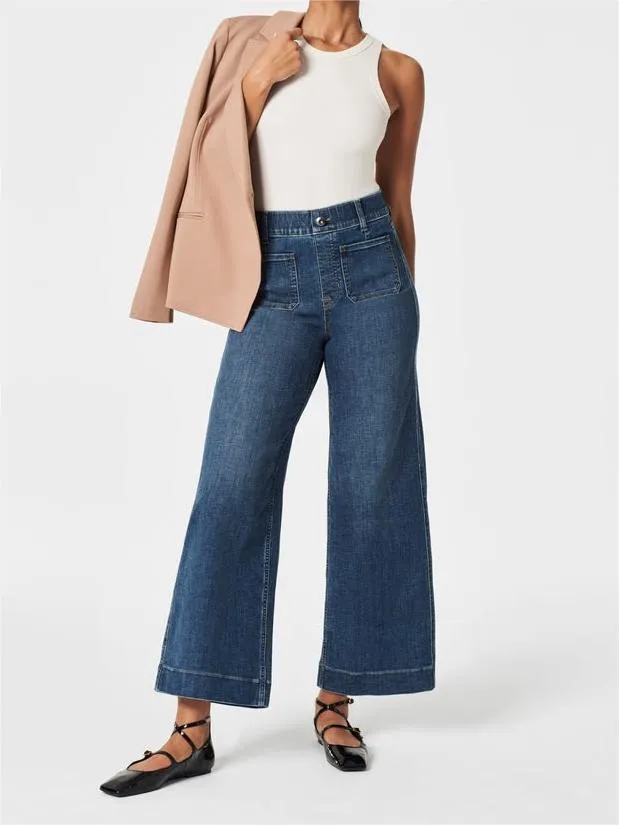 2025 Best Selling Jeans-42% OFFTummy Control Cropped Wide-Leg Jeans