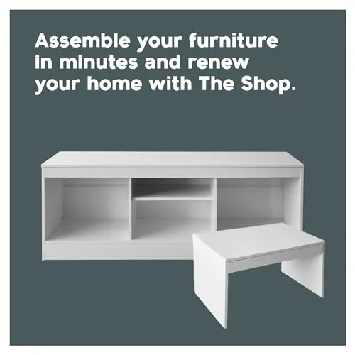 47" Wide White Entertainment Center Strong Durable Material TV Stand