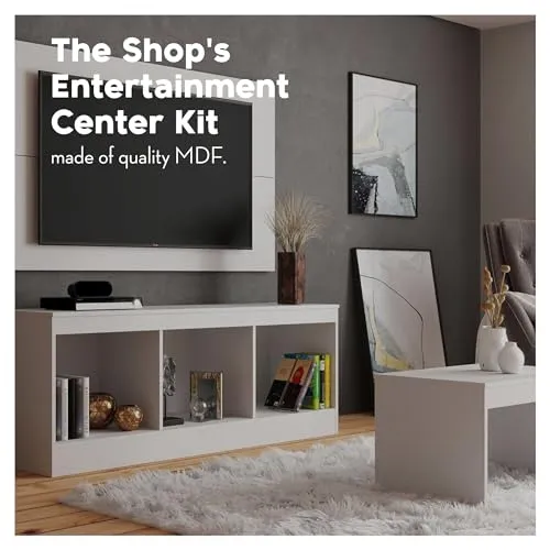 47" Wide White Entertainment Center Strong Durable Material TV Stand