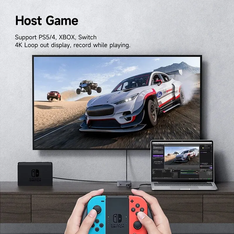 4K HDMI Video Capture Card with Loop Out - 1080P Game Recording and Live Streaming for Consoles and PC