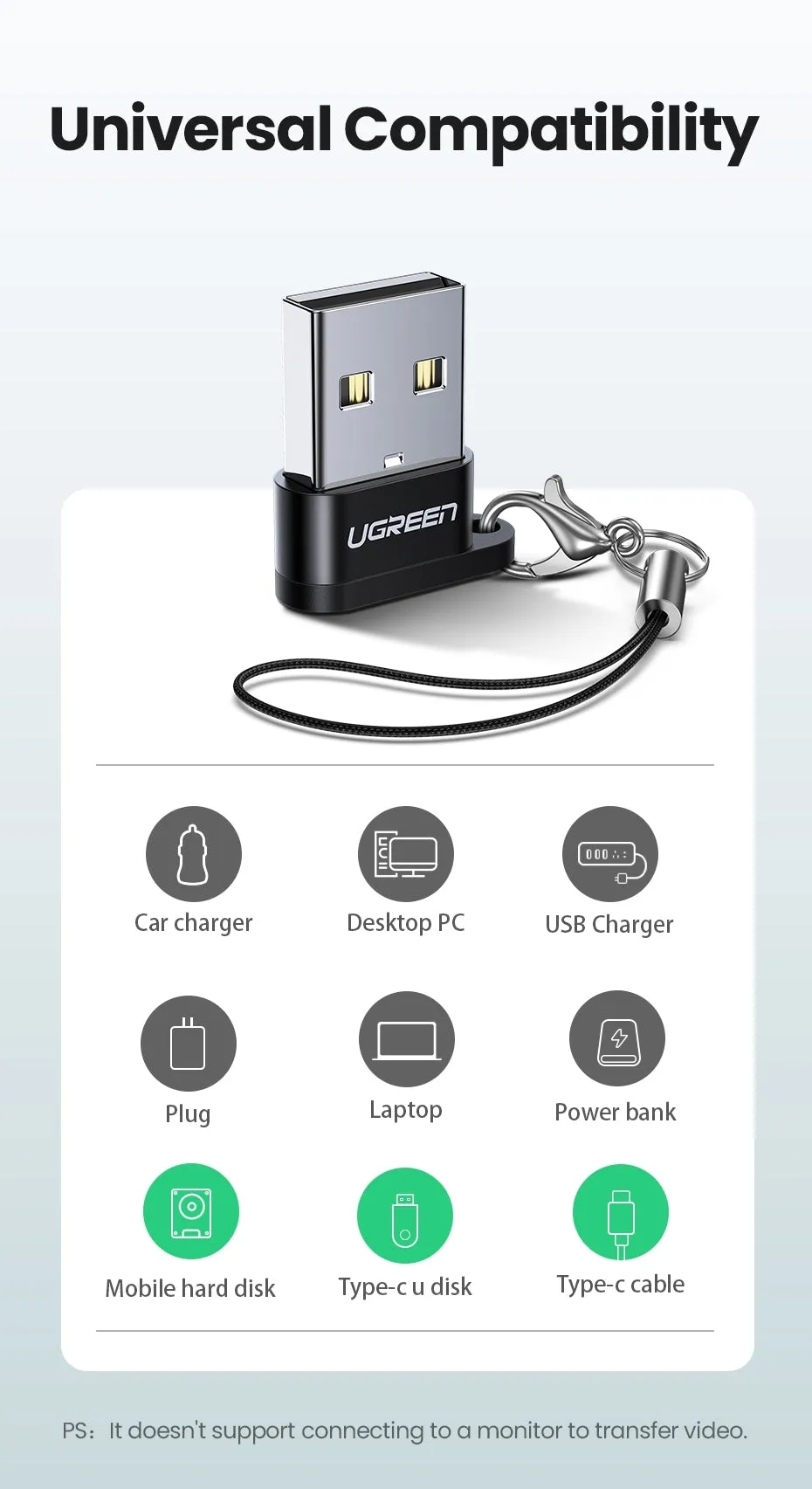 50568 USB-C 3.1 Female to USB-A 2.0 Male Adapter