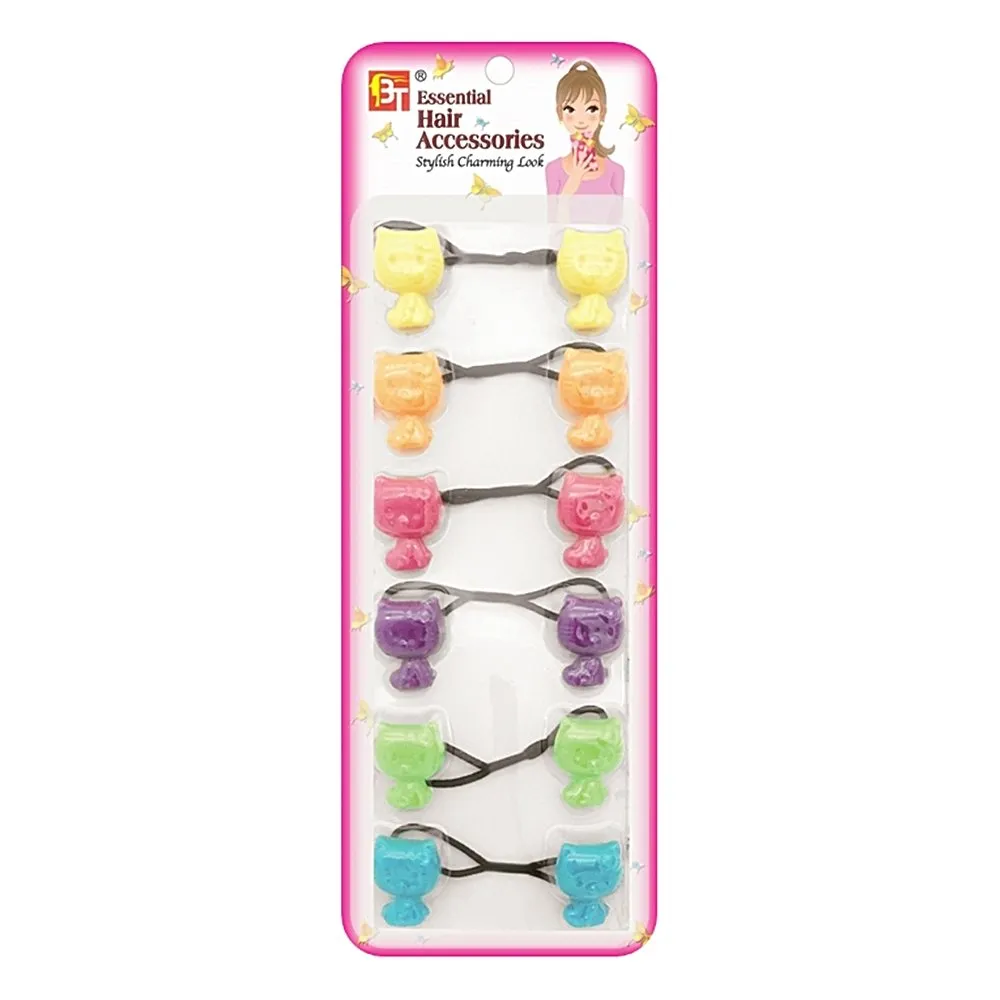 6PCS PONYTAIL HOLDERS KITTEN