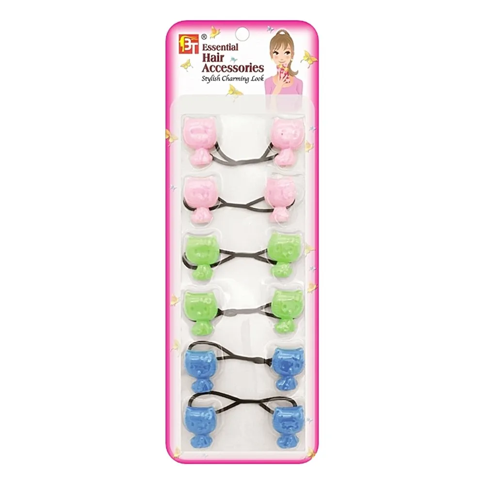 6PCS PONYTAIL HOLDERS KITTEN