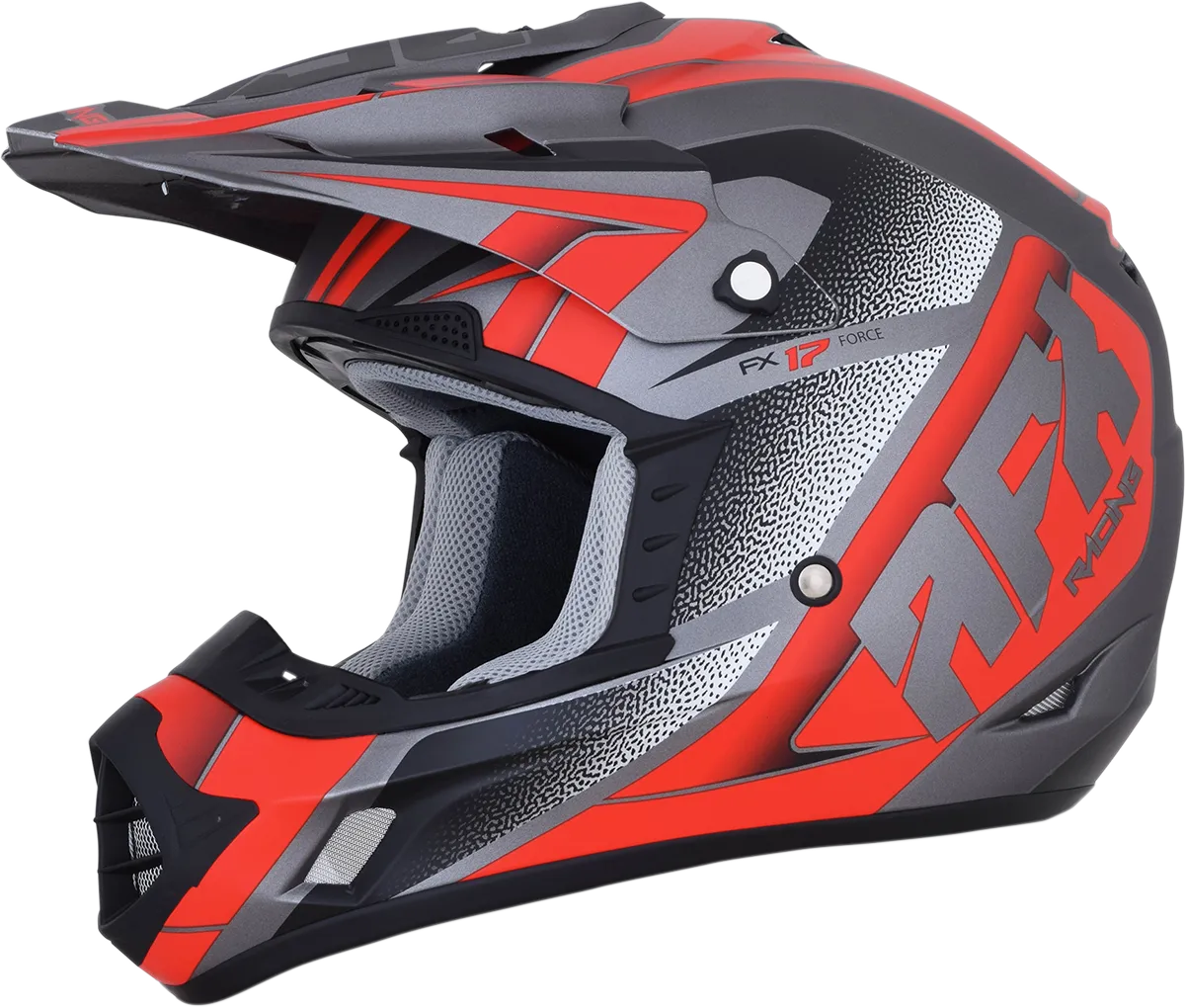 AFX FX-17 Helmet - Force - Frost Gray/Red - XS 0110-5202