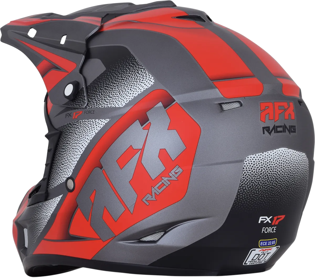 AFX FX-17 Helmet - Force - Frost Gray/Red - XS 0110-5202
