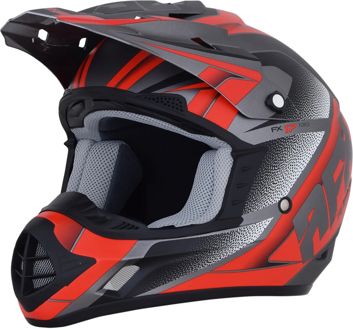 AFX FX-17 Helmet - Force - Frost Gray/Red - XS 0110-5202