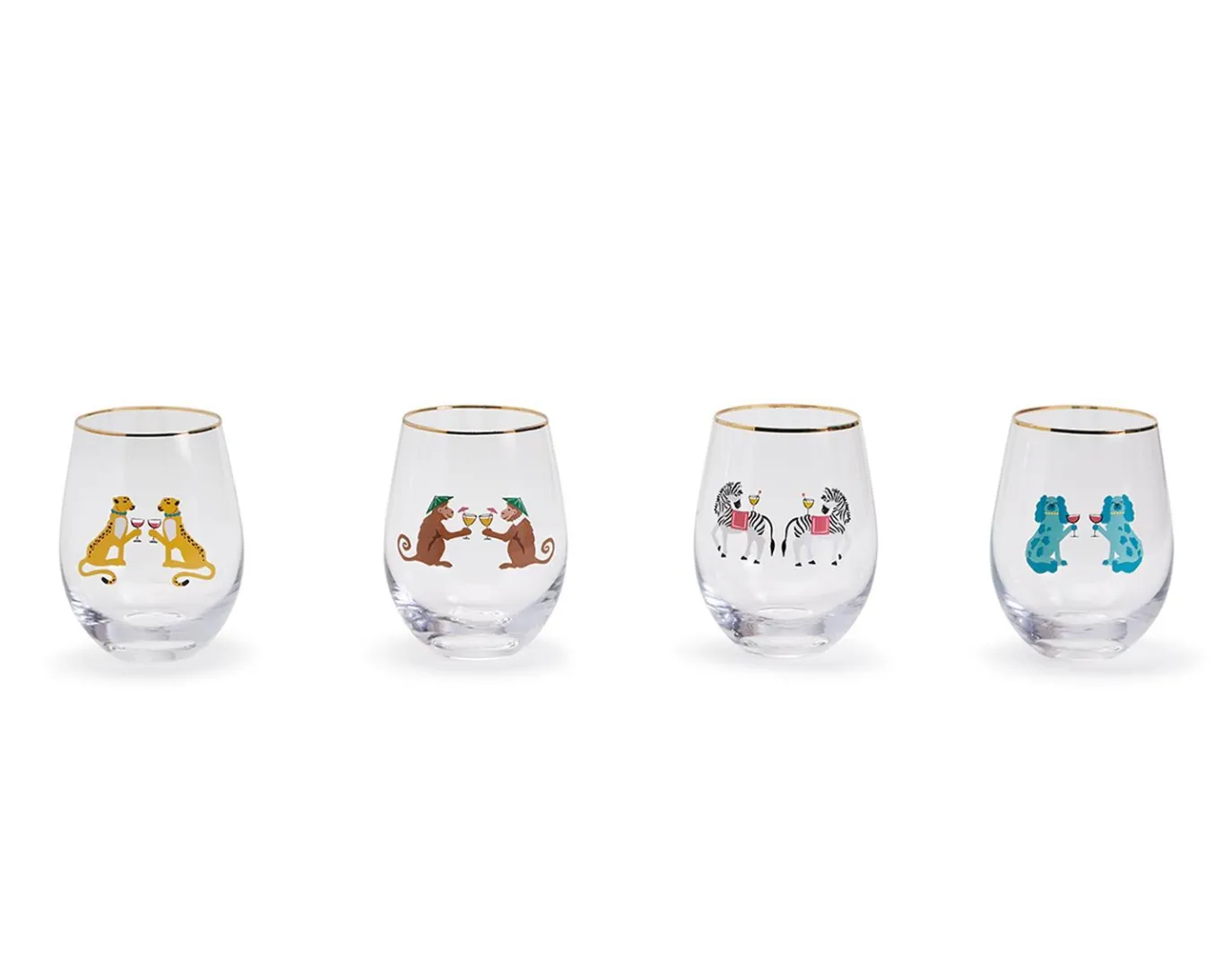 animal party stemless glasses