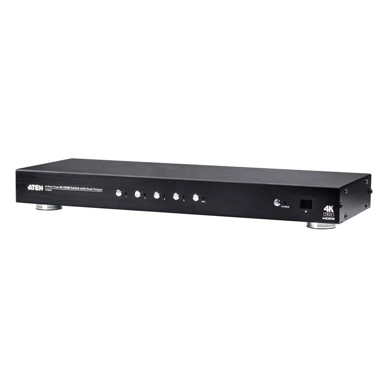 Aten 4 Port Dual Output True 4K HDMI Switch, select input ports via RS232 control, HDCP 2.2 compliant, IR Extension