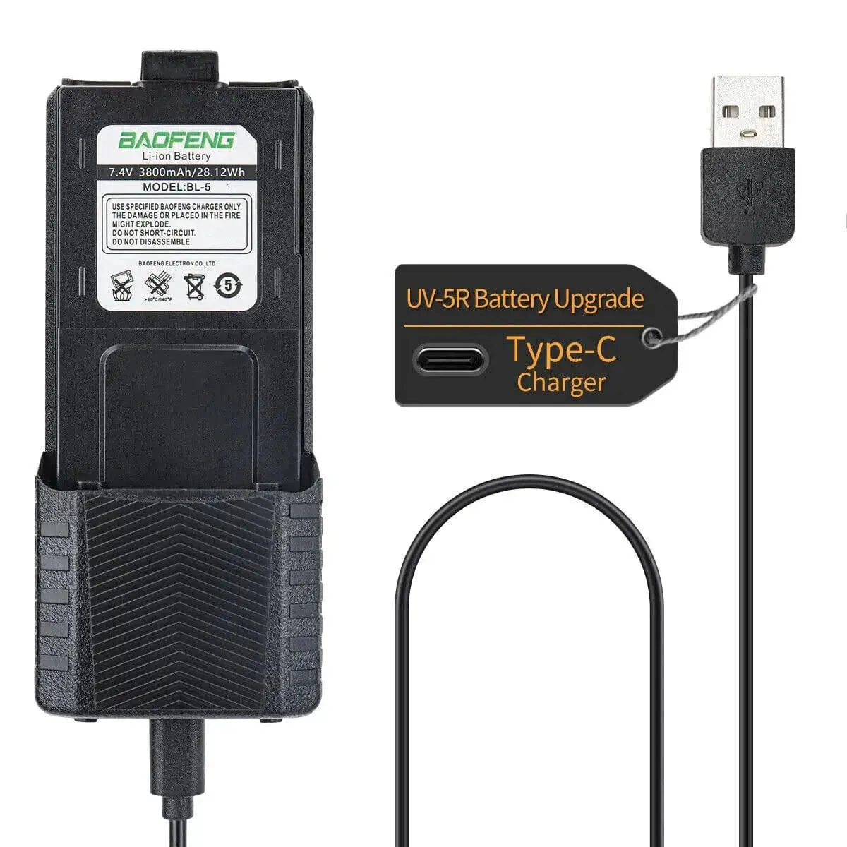 Baofeng UV-5R 8W 3800mAh Walkie Talkie Tri Power Type-C VHF UHF Dual Band Long Range For UV5R K5 Portable Ham CB Two Way Radio