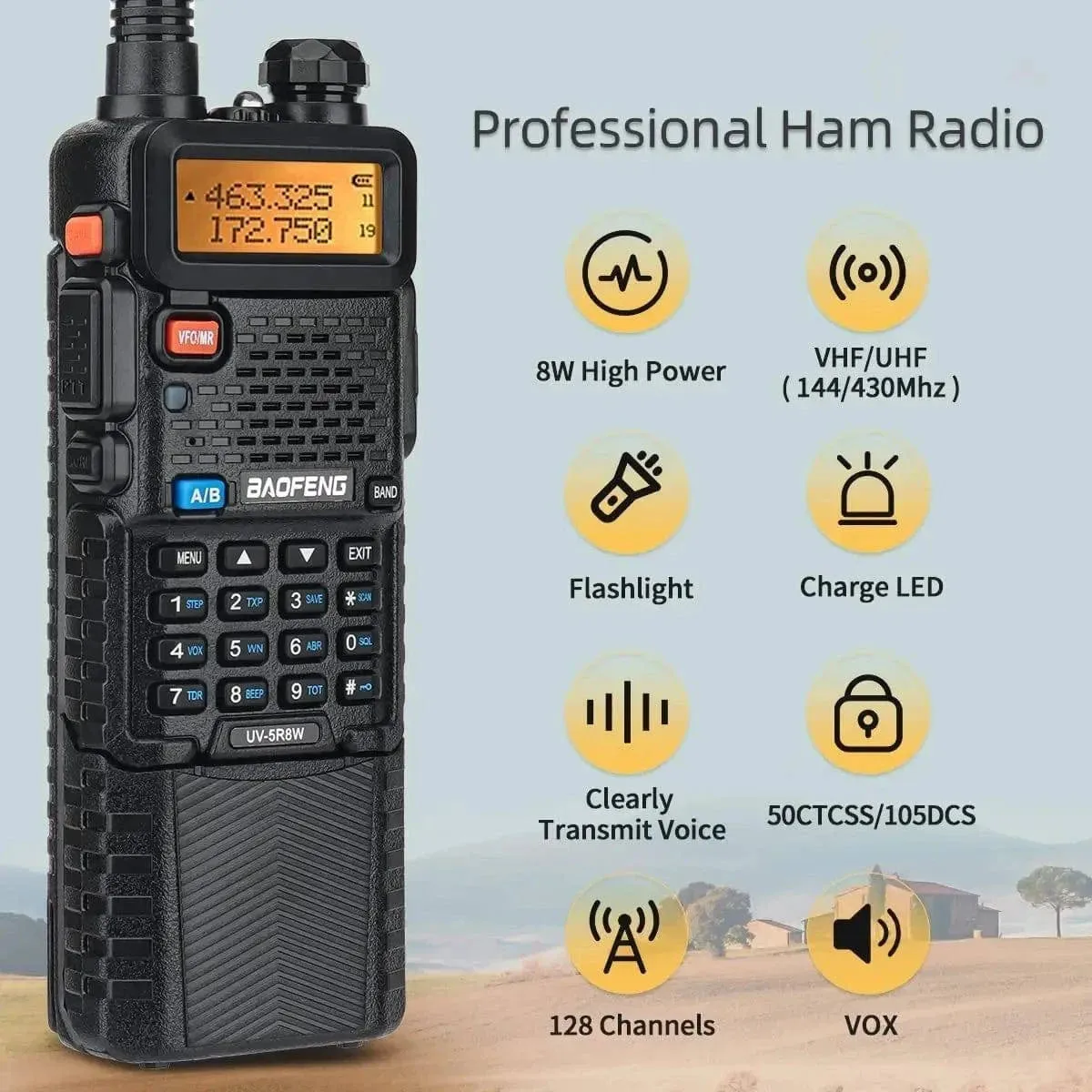 Baofeng UV-5R 8W 3800mAh Walkie Talkie Tri Power Type-C VHF UHF Dual Band Long Range For UV5R K5 Portable Ham CB Two Way Radio