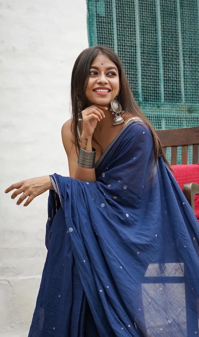 Blue Cotton Handloom saree