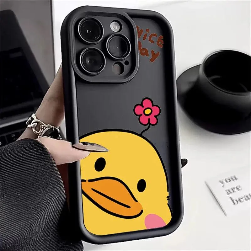 Cute Phone Cases For Galaxy A54, A14, A34, A33, A53, A32, A52, S24, S23 Ultra, S22 Plus, and S21 FE - Yellow Duck Cover - TSP234
