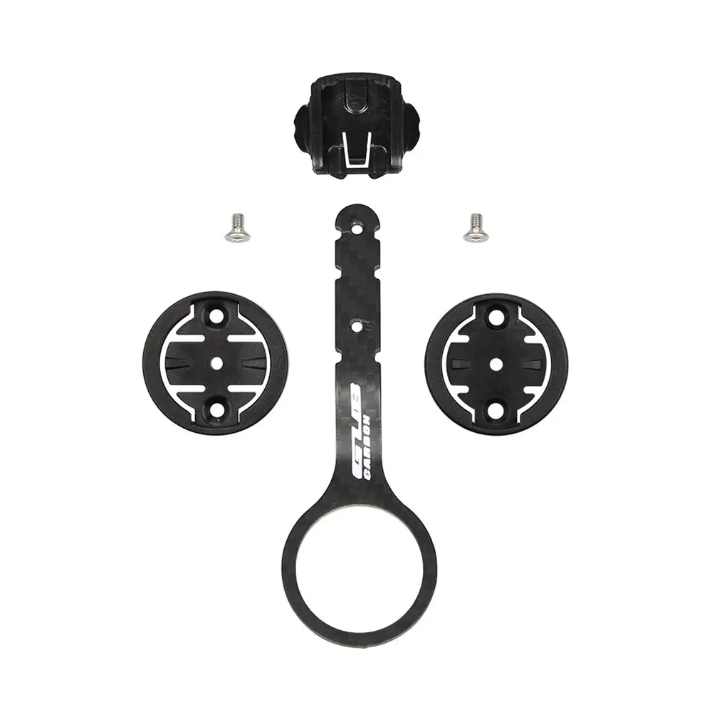 Cycling Bike Computer Mount Holder Out Front Carbon Fiber Bike Speedometer Holder with Camera Adapter and Flashlight Holder
