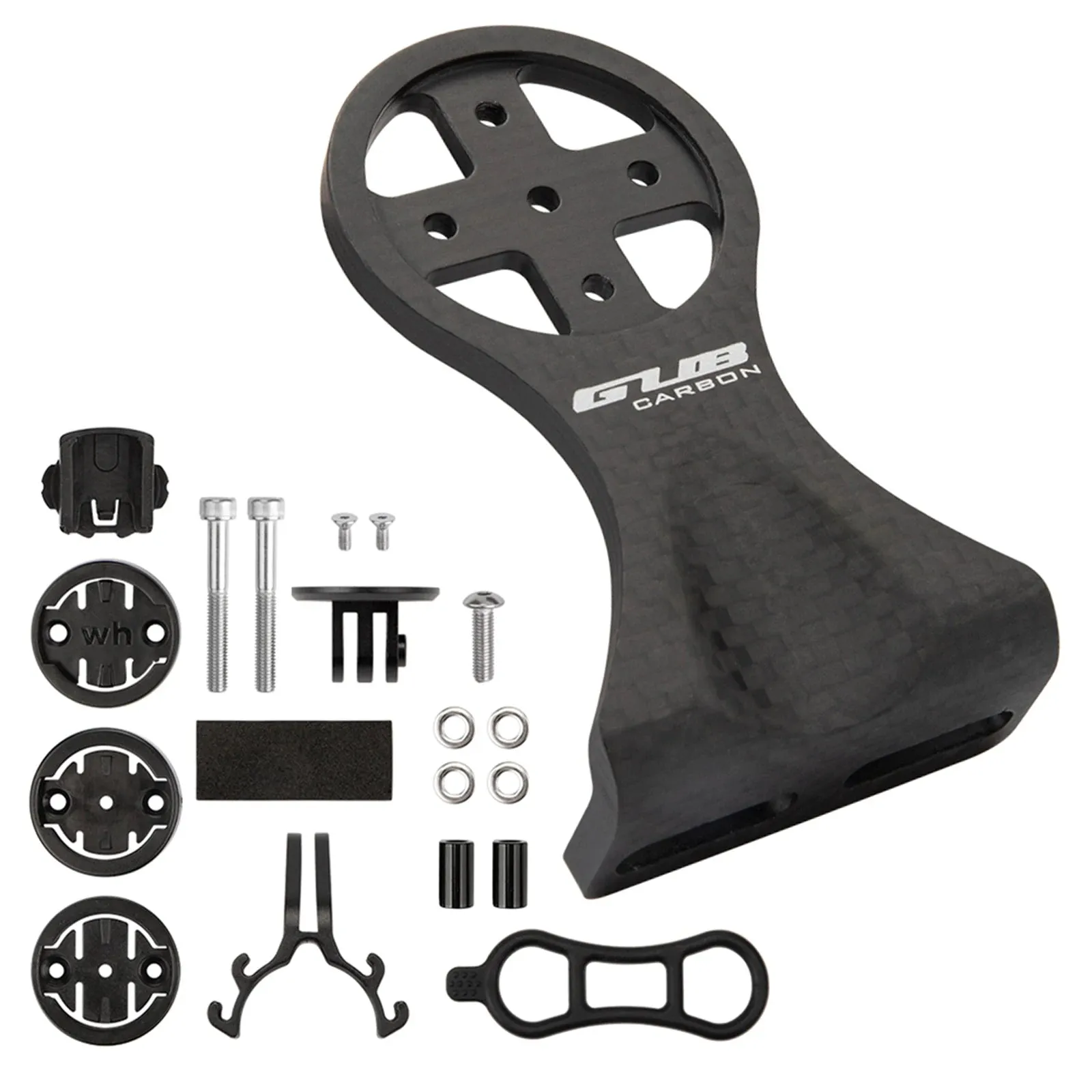 Cycling Bike Computer Mount Holder Out Front Carbon Fiber Bike Speedometer Holder with Camera Adapter and Flashlight Holder
