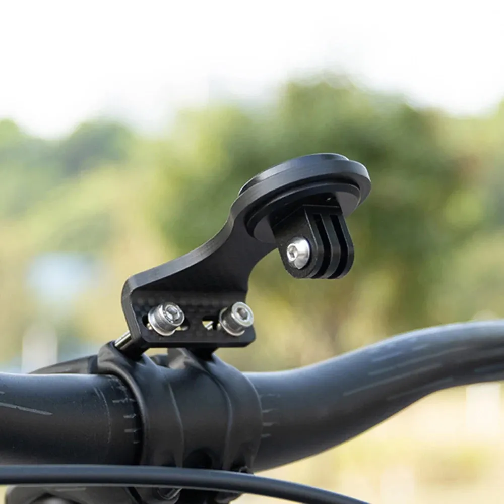 Cycling Bike Computer Mount Holder Out Front Carbon Fiber Bike Speedometer Holder with Camera Adapter and Flashlight Holder