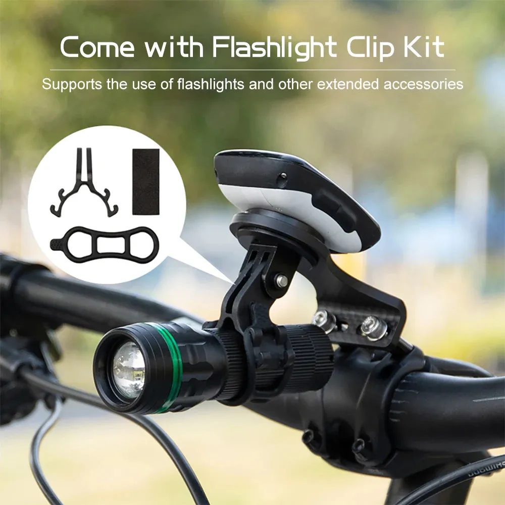 Cycling Bike Computer Mount Holder Out Front Carbon Fiber Bike Speedometer Holder with Camera Adapter and Flashlight Holder