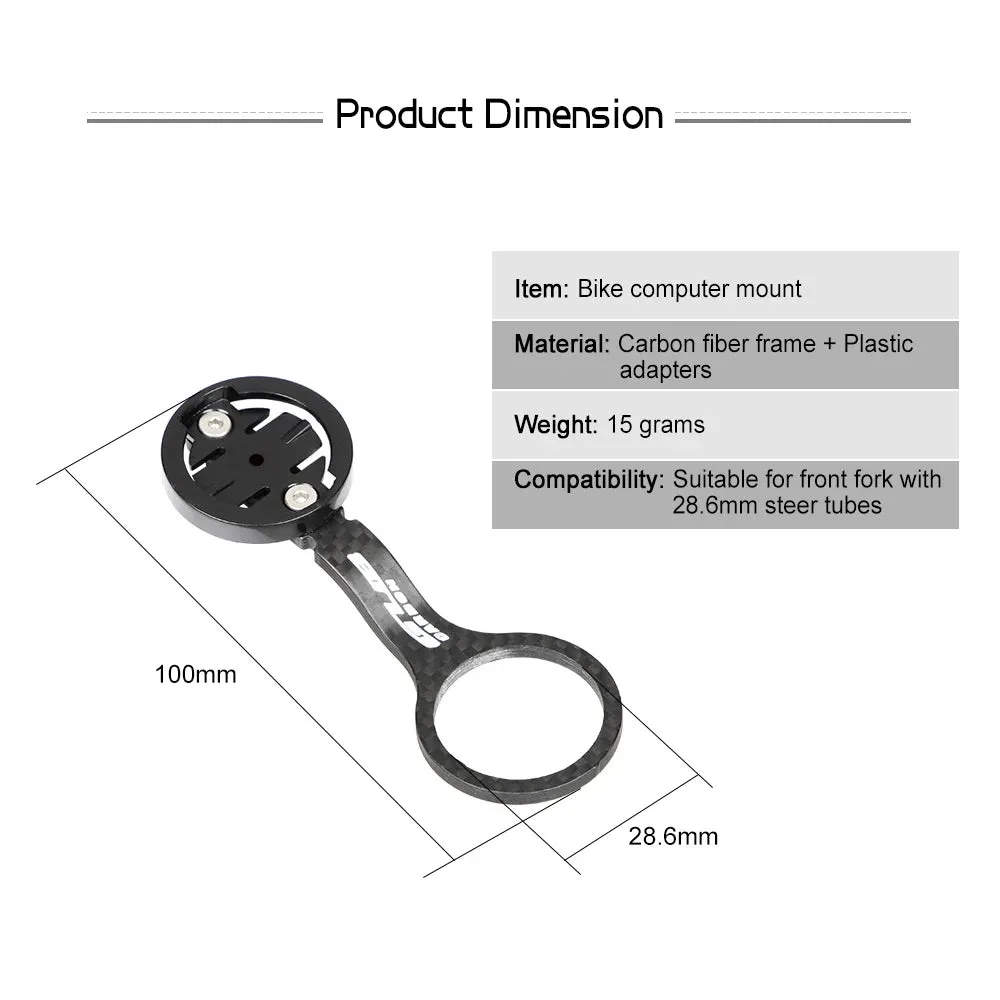 Cycling Bike Computer Mount Holder Out Front Carbon Fiber Bike Speedometer Holder with Camera Adapter and Flashlight Holder