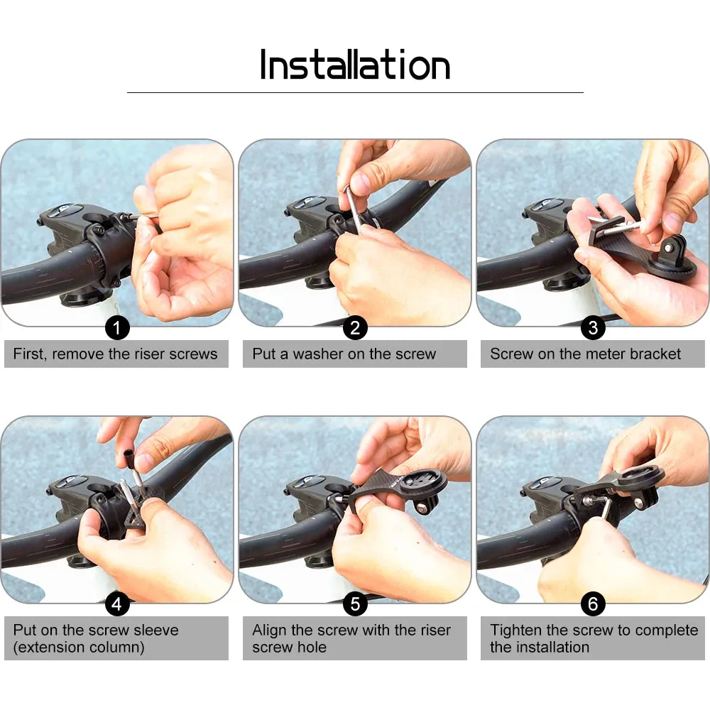 Cycling Bike Computer Mount Holder Out Front Carbon Fiber Bike Speedometer Holder with Camera Adapter and Flashlight Holder