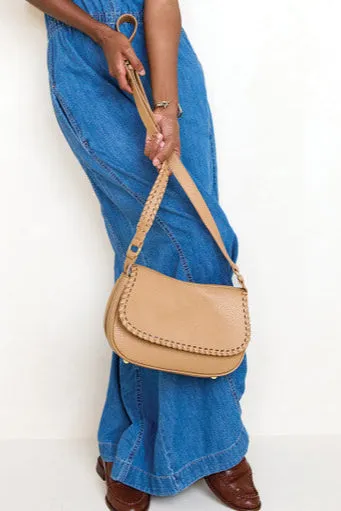 Daia Whipstitch Flapover Crossbody w/ Whipstitch Strap