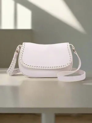 Daia Whipstitch Flapover Crossbody w/ Whipstitch Strap