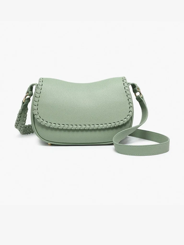 Daia Whipstitch Flapover Crossbody w/ Whipstitch Strap