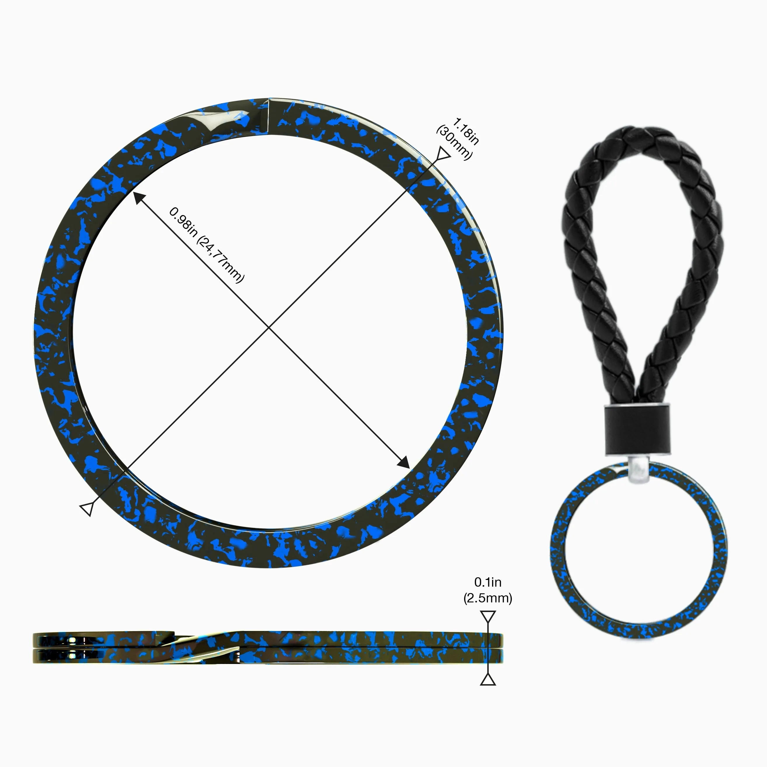 Durable Stylish Key Rings (Azure Blue)
