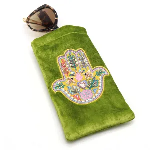 Green Hand of Fatima Glasses Case