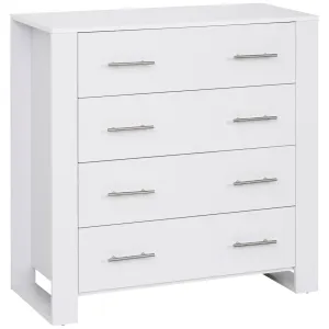 HOMCOM 4-Drawer Storage Cabinet - Stylish & Spacious Unit for Bedroom & Living Room - White