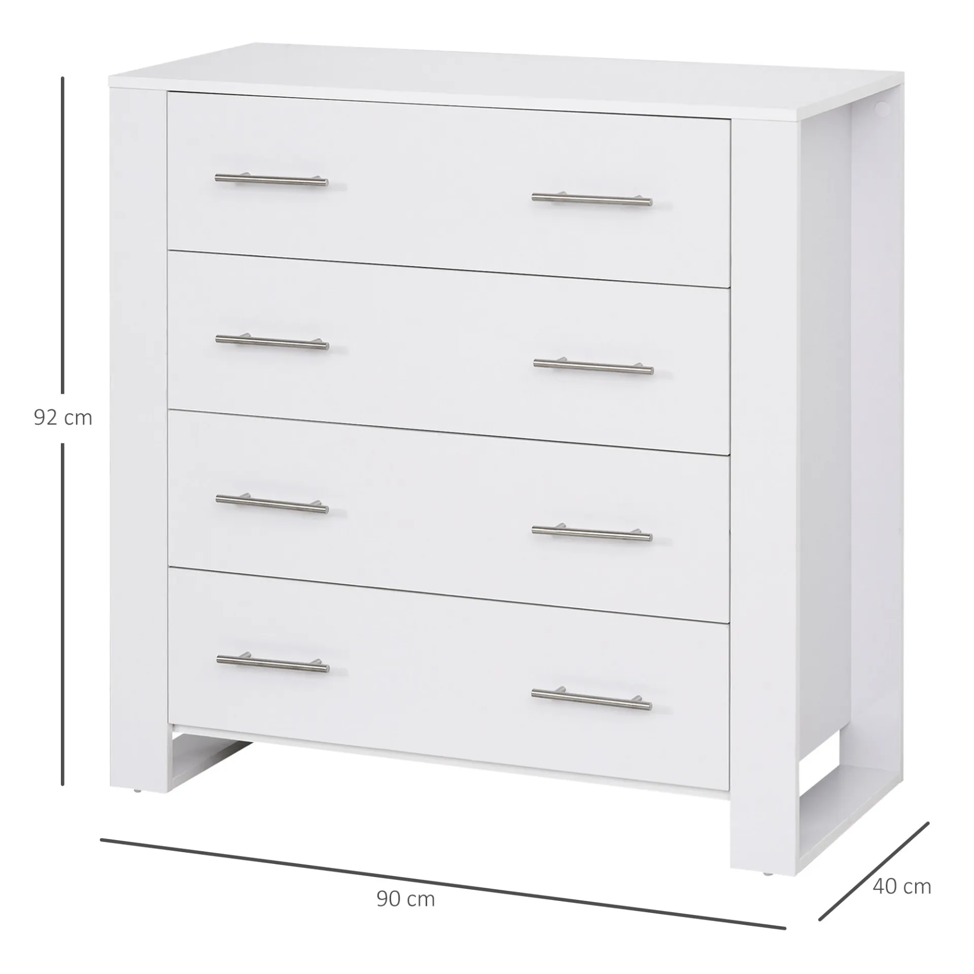HOMCOM 4-Drawer Storage Cabinet - Stylish & Spacious Unit for Bedroom & Living Room - White