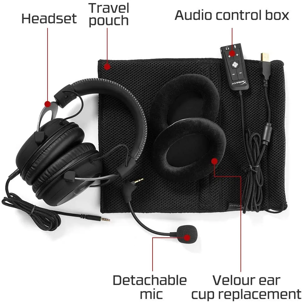 HyperX Cloud II - Gaming Headset, 7.1 Surround Sound, Memory Foam Ear Pads, Durable Aluminum Frame, Detachable Microphone, Works with PC, PS4, Xbox One - (Gun Metal)