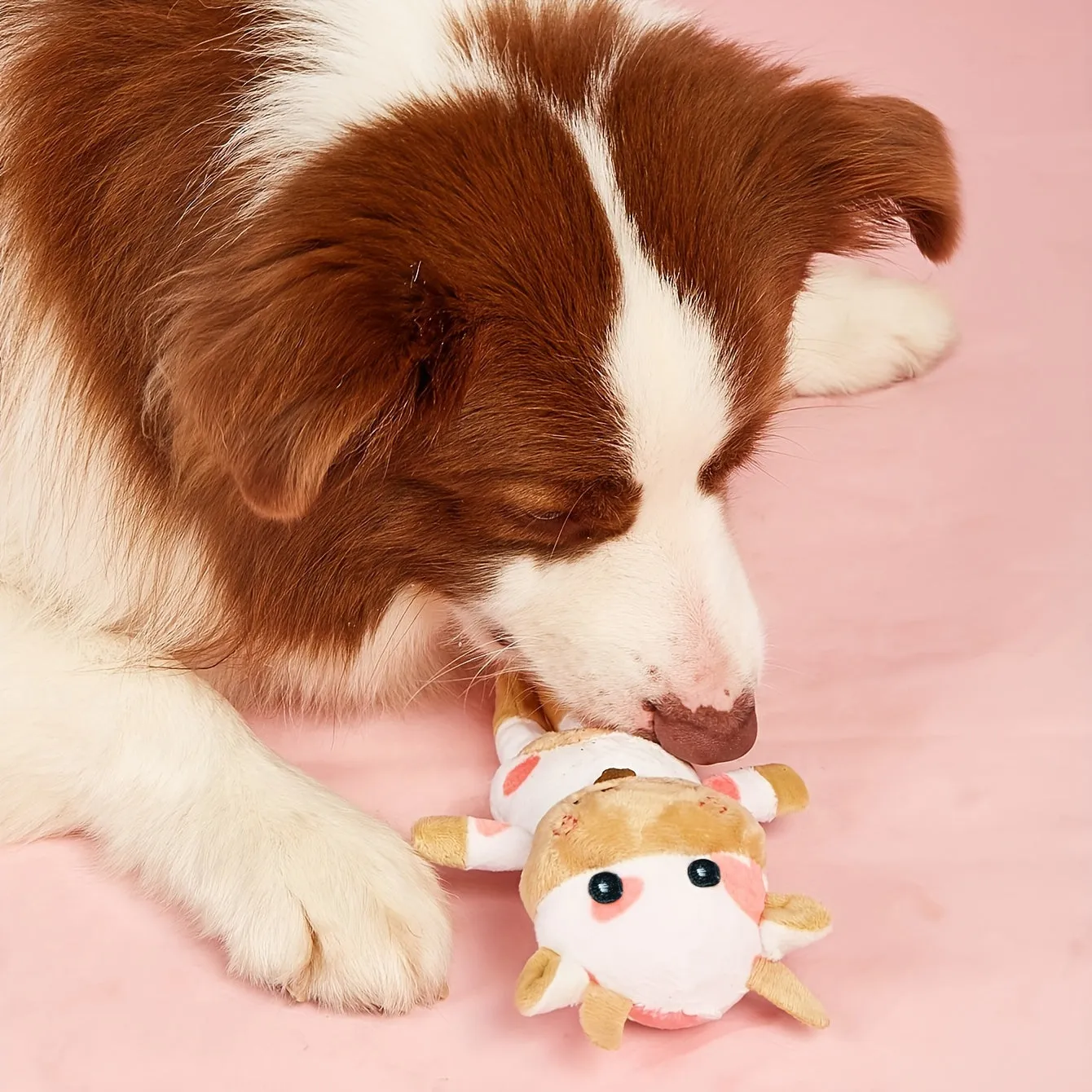 Interactive Cartoon Cow Plush Toy Durable TeethGrinding Chew for Dogs