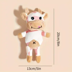 Interactive Cartoon Cow Plush Toy Durable TeethGrinding Chew for Dogs