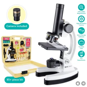 IQCREW by Amscope Kid’s 85  piece Premium Compound Microscope, Color Camera and Interactive Kid’s Friendly Software Kit New Lower Price
