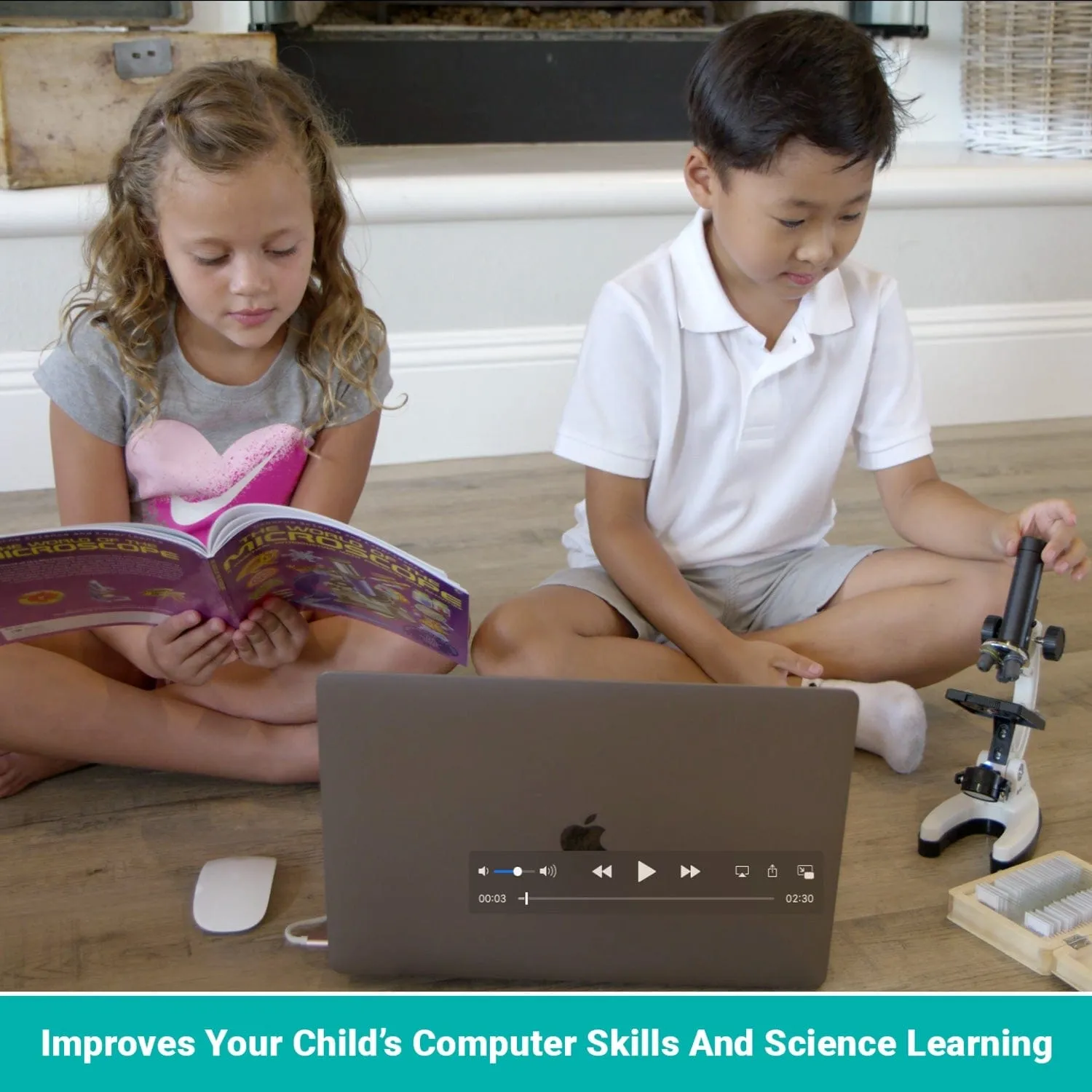 IQCREW by Amscope Kid's Premium 85  piece Compound Microscope, Color Camera and Interactive Kid's Software Kit with World of Microscope Book New Lower Price