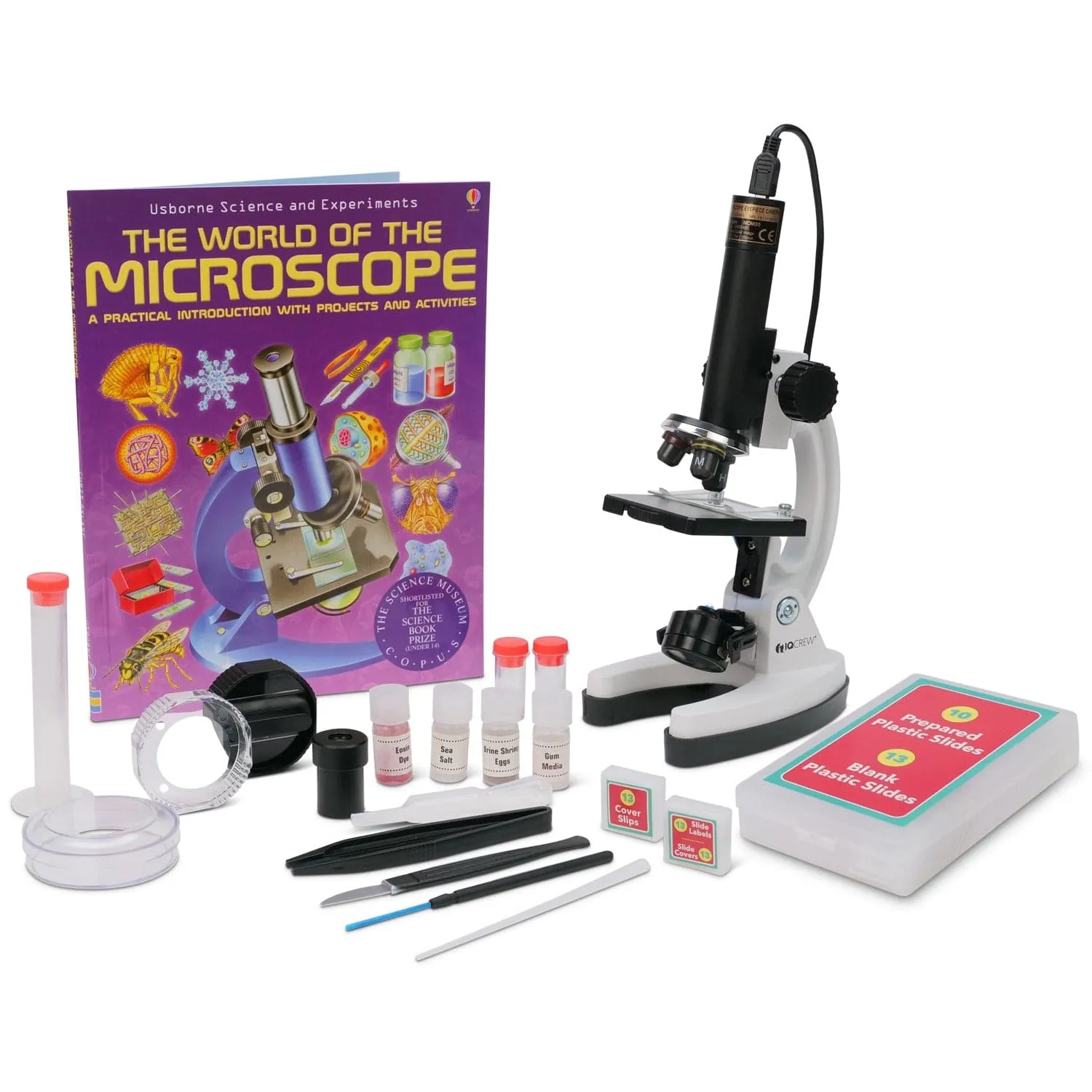 IQCREW by Amscope Kid's Premium 85  piece Compound Microscope, Color Camera and Interactive Kid's Software Kit with World of Microscope Book New Lower Price