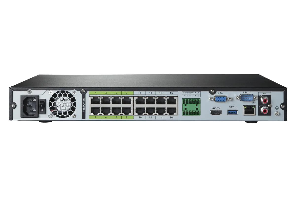 Lorex 4K (32 Camera Capable) 8TB NVR System with 8 Nocturnal 3 Listen-in Audio Dome IP Cameras & 8 Motorized Varifocal IP Cameras