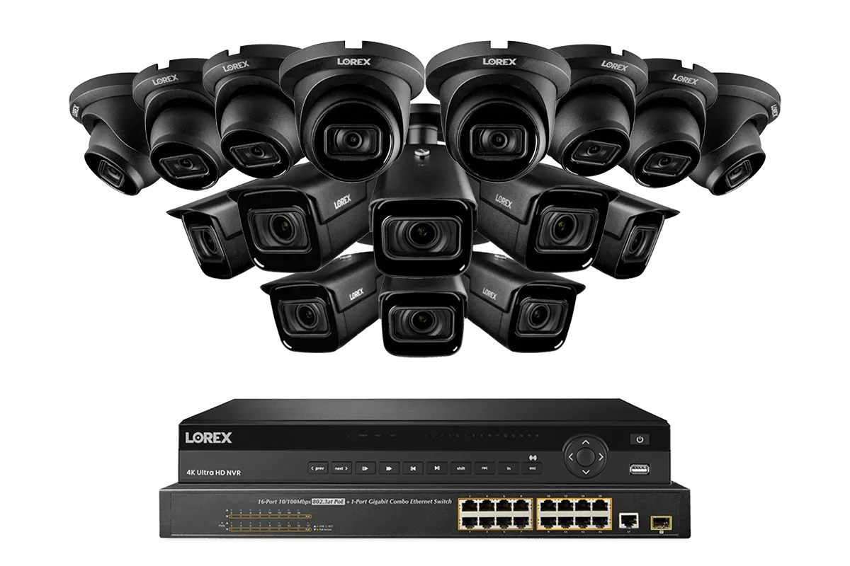 Lorex 4K (32 Camera Capable) 8TB NVR System with 8 Nocturnal 3 Listen-in Audio Dome IP Cameras & 8 Motorized Varifocal IP Cameras
