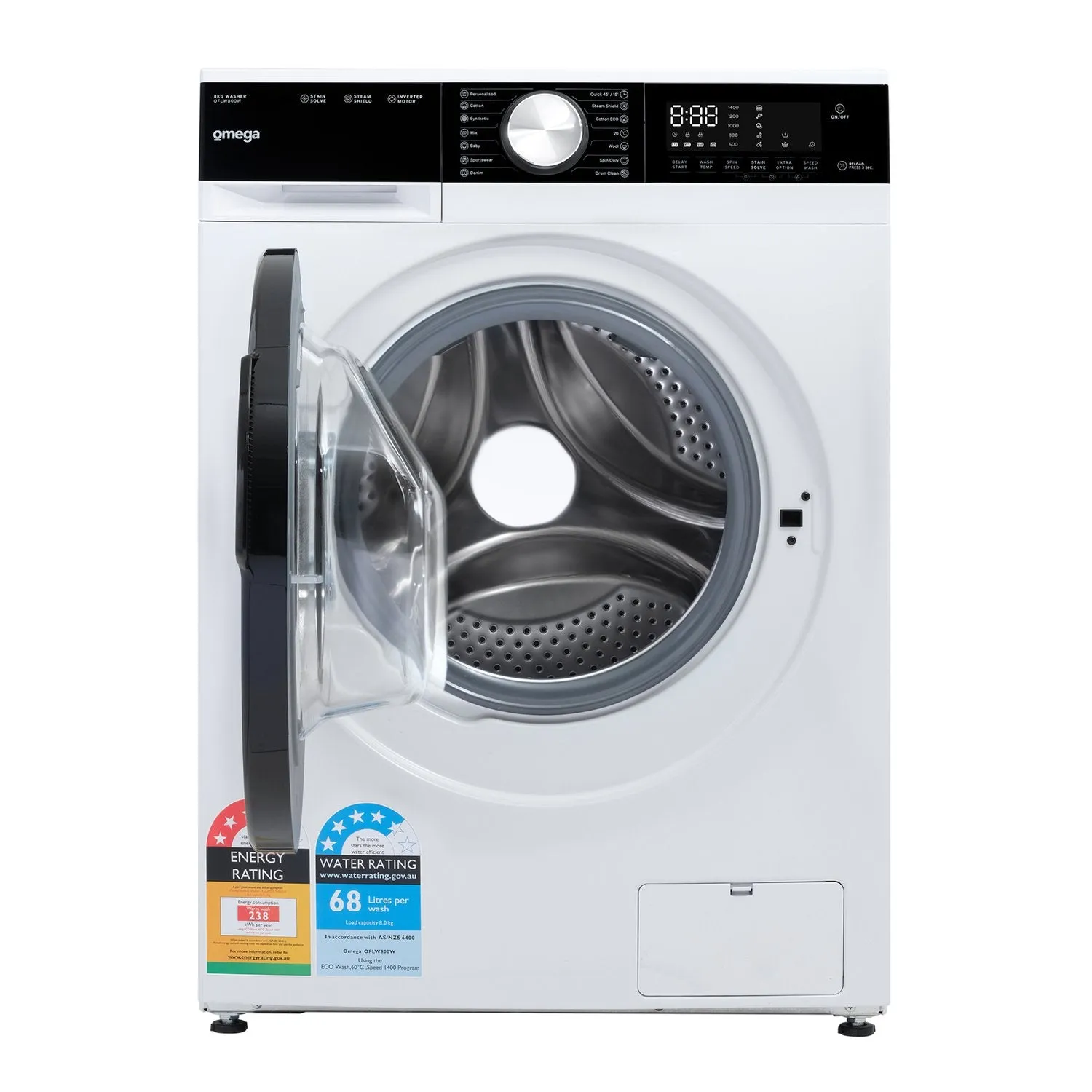 Omega OFLW1000AW 10kg Auto Dose Front Load Washing Machine - Special Order