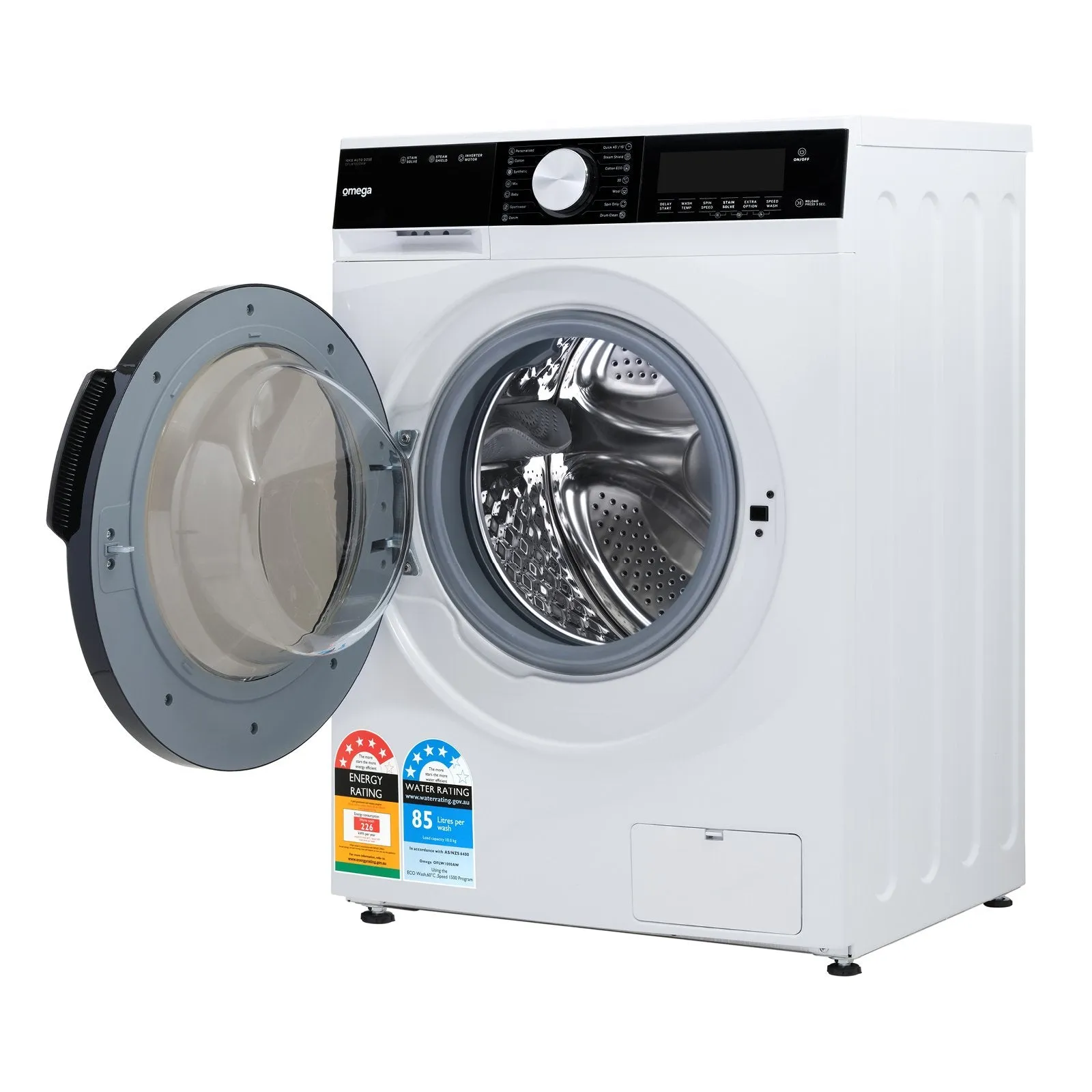 Omega OFLW1000AW 10kg Auto Dose Front Load Washing Machine - Special Order