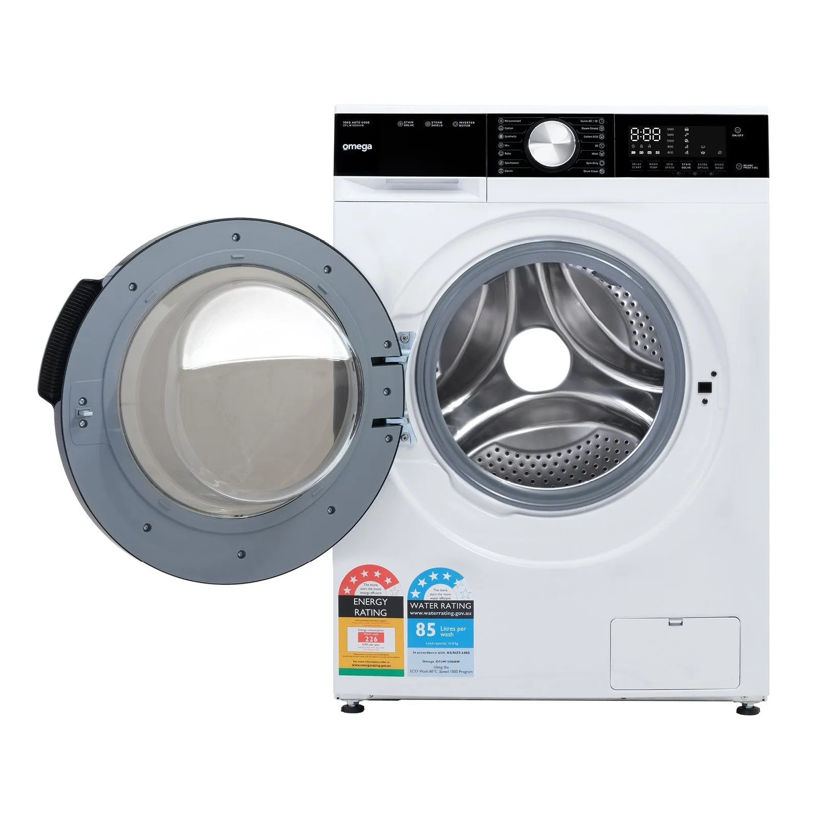 Omega OFLW1000AW 10kg Auto Dose Front Load Washing Machine - Special Order