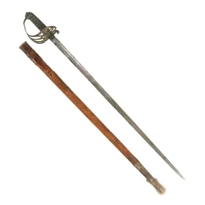 Original British Victorian P-1845 Officer's Sword with Leather Scabbard - VR Marked Original British Victorian P-1845 Officer's Sword with Leather Scabbard - VR Marked