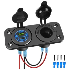 PD Type C and USB Charger Cigarette Lighter Socket Pre-Wired 12V 24V