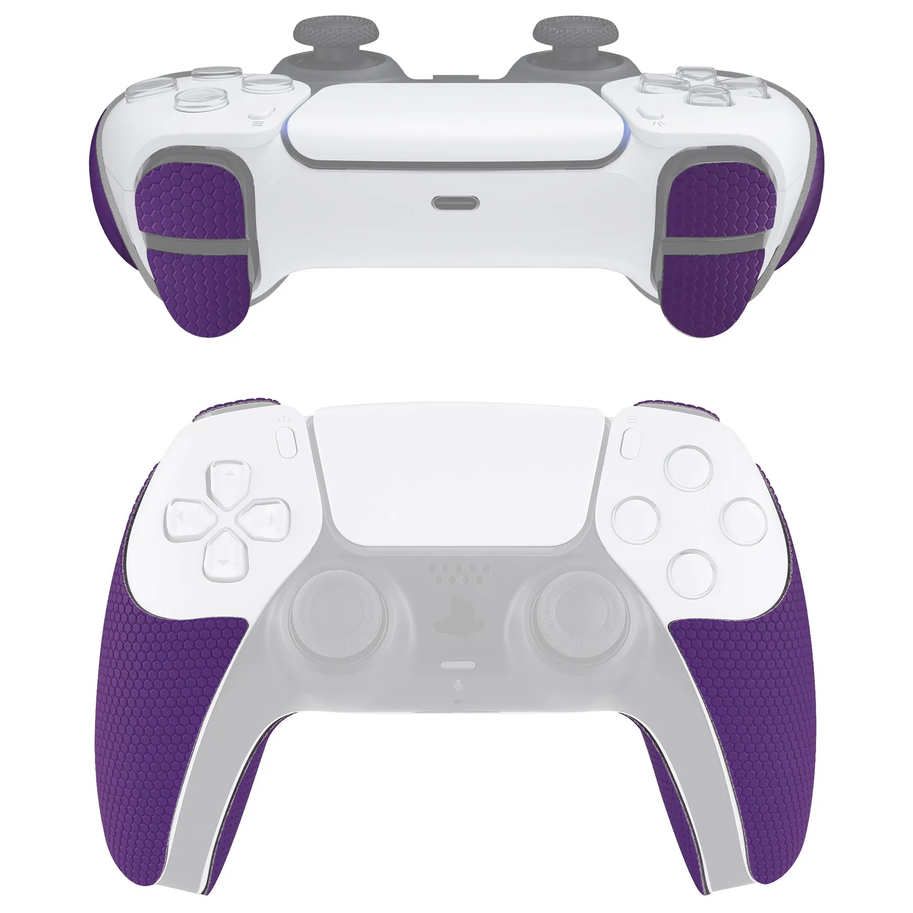 PlayVital Armored Edition Anti-Skid Sweat-Absorbent Controller Grip for PS5, Professional Textured Soft Rubber Pads Handle Grips for PS5 Controller with Shoulder Button Trigger Stickers -  Purple - PFPJ151