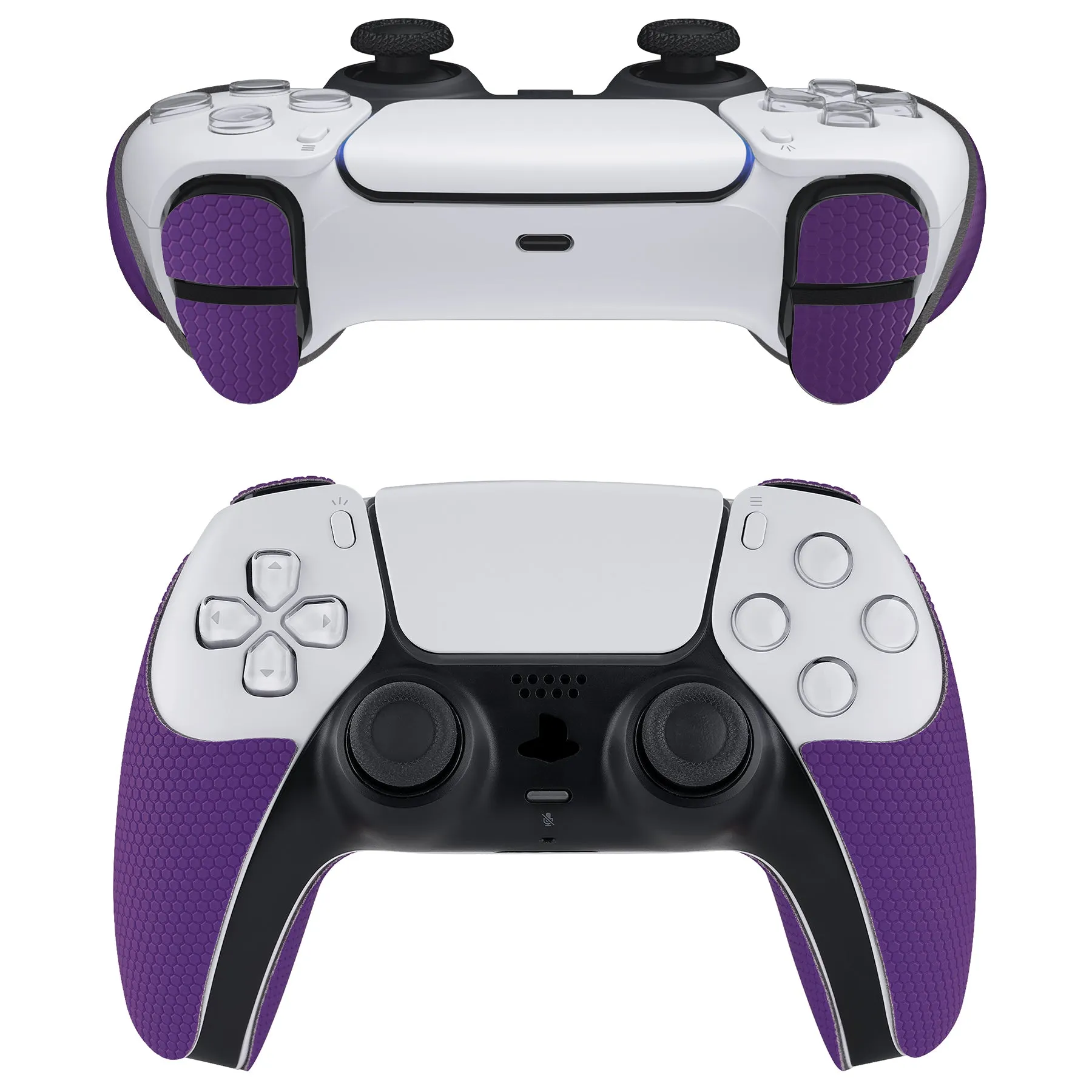 PlayVital Armored Edition Anti-Skid Sweat-Absorbent Controller Grip for PS5, Professional Textured Soft Rubber Pads Handle Grips for PS5 Controller with Shoulder Button Trigger Stickers -  Purple - PFPJ151