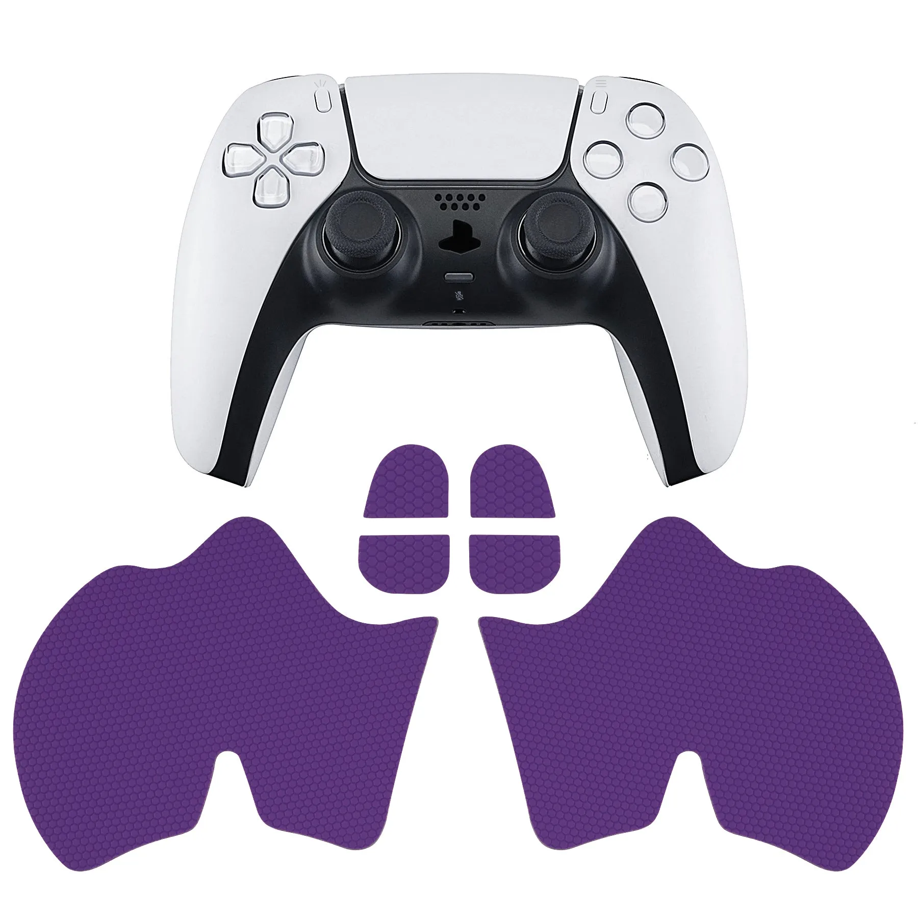 PlayVital Armored Edition Anti-Skid Sweat-Absorbent Controller Grip for PS5, Professional Textured Soft Rubber Pads Handle Grips for PS5 Controller with Shoulder Button Trigger Stickers -  Purple - PFPJ151